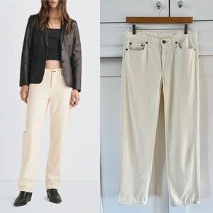 Rag & Bone Dre Featherweight Low-Rise Baggy Boyfriend Jeans in Ecru – Size 26